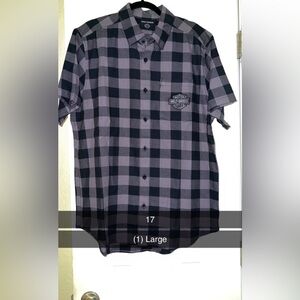 BNWT Harley Davidson Short Sleeve Black and grey Flannel